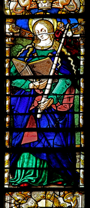 Window w2 depicting St Genevieve (stained glass)