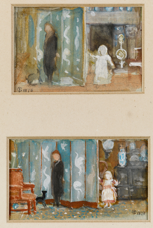 Studies for a Portrait of Frederica with Screen, 1878 (w/c on paper)