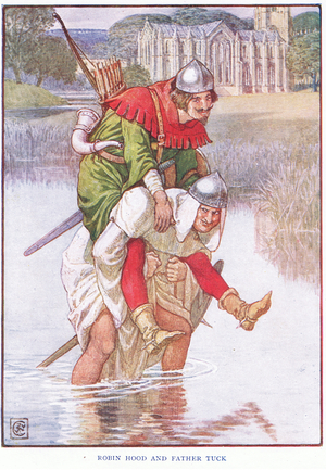 Robin Hood and Father Tuck, c.1920 (colour litho)