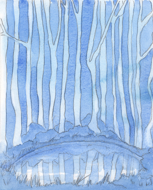 A deep pool in a forest clearing is like the mystery of the Godhead. It is unfathomable, but we can still 'enter' and know God more deeply by study and prayer, by knowledge and love, 2003 (w/c on paper)