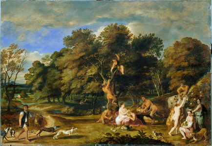 Landscape with nymphs and satyrs (painting on canvas)