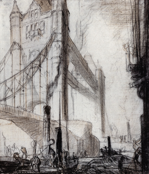 The Tower Bridge, London (colour litho)