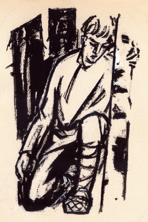 Illustration from "The Storm's Breath" by Ivan Melezh, 1967 (gouache on paper)