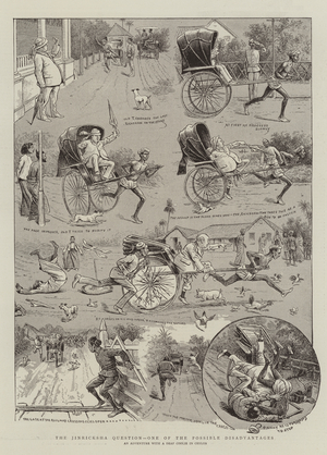 The Jinricksha Question, One of the Possible Disadvantages (engraving)