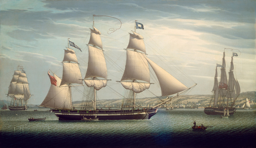 The Ship \"Favorite\" Maneuvering Off Greenock, 1819 (oil on canvas)