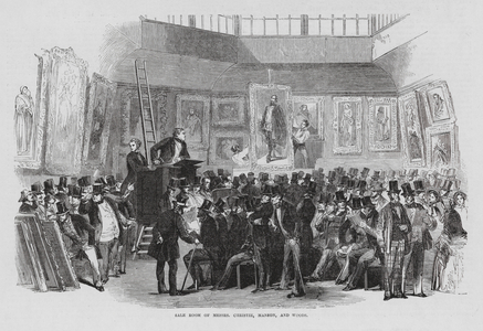 Sale room of Christie, Manson and Woods (engraving)