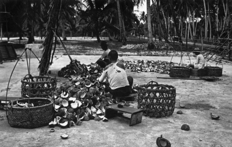 Singapore: processing copra, 1920's (b/w photo)