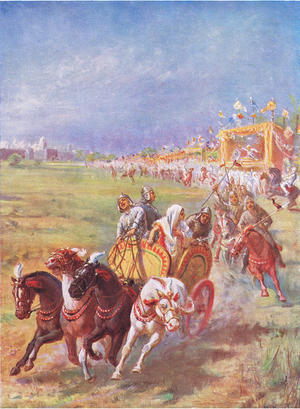 A turning point in Indian history (colour litho)