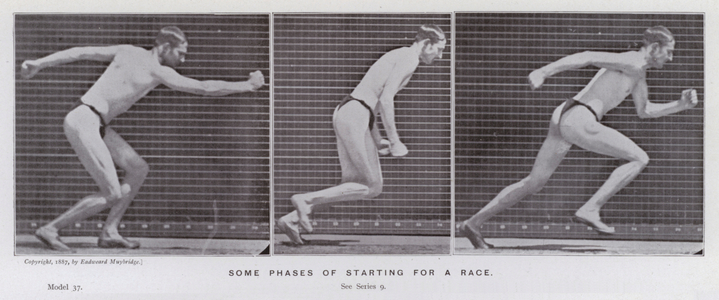 The Human Figure in Motion: Some phases of starting a race (b/w photo)