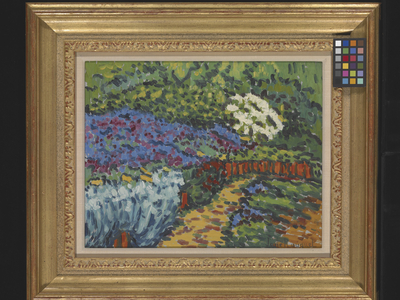 The Garden Path (Jardin Fleuris), date unknown (oil on layered cardboard)