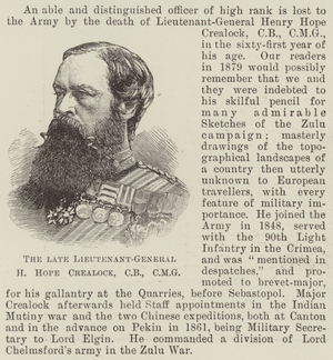 The late Lieutenant-General H Hope Crealock, CB, CMG (engraving)