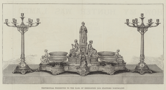Testimonial presented to the Earl of Iddesleigh (Sir Stafford Northcote) (engraving)