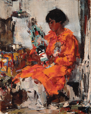Manuelita with Kachina, c.1930 (oil on canvas)