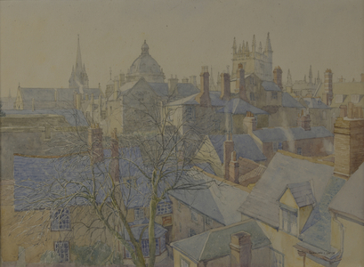 Rooftops in Holywell, Oxford (w/c on paper)