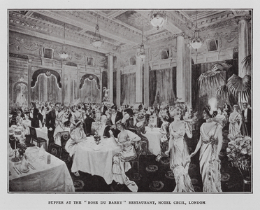 Supper at the "Rose du Barry" Restaurant, Hotel Cecil, London (litho)