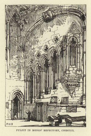 Pulpit in Monks' Refectory, Chester (engraving)
