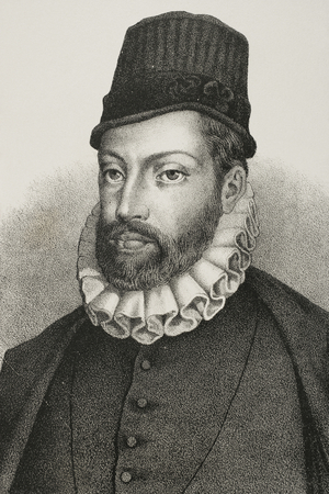 Philip II (1527-1598), King of Spain (1556-1598), portrait Illustration by Salcedo, 19th century, detail