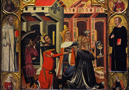 Part of an altarpiece depicting the Epiphany, c.1347-1360, by cercle of Ferrer and Arnau Bassa (14th century)