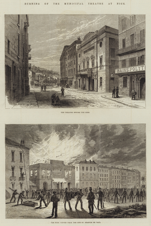 Burning of the Municipal Theatre at Nice (engraving)