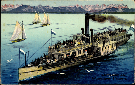 Starnberg Lake, Steamer Starnberg, Sailboats, Mountains