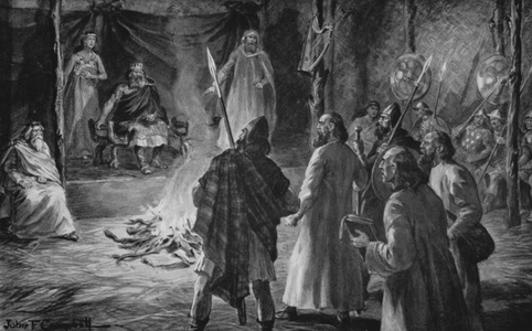 St Patrick in the Hall of Tara (litho)