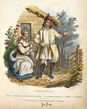 Polish peasants in the neighbourhood of Proszow.