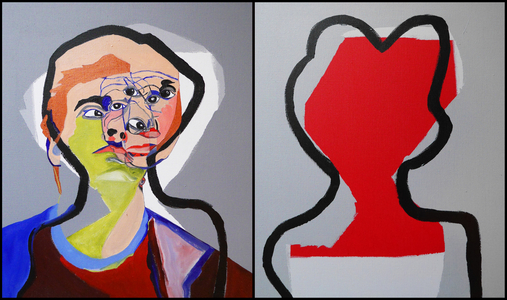 Etude de victime et de bourreau 1, 2006 (mixed media on mixed canvas)