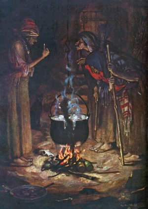 The Weird Sisters. Macbeth – Act IV, Scene 1 (colour litho)