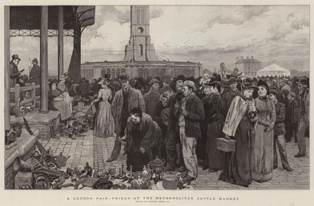 A London Fair, Friday at the Metropolitan Cattle Market (engraving)