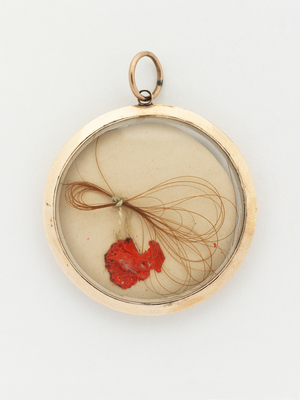 Hair from Copenhagen in a crystal case (hair, crystal & gilt brass) 