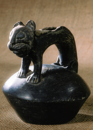 Chimu style ceramic feline, found in Purachuco, Peru. The esimated age is 500 - 600 years olds.