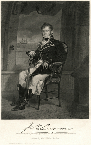 James Lawrence (1781-1813), American Naval Officer, Engraving from an Original Painting by Alonzo Chappel, 1862 (b/w photo)