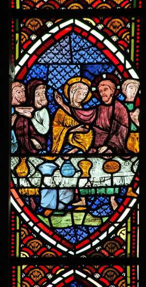 Window Ew depicting the Cana Marriage (stained glass)