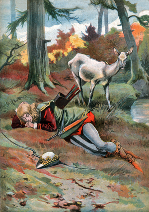 The Doe in the Woods. (Illustration, ca. 1910)