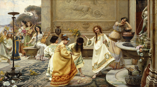 Feast of the Fountains; Fontinales, 19th century (oil on canvas)