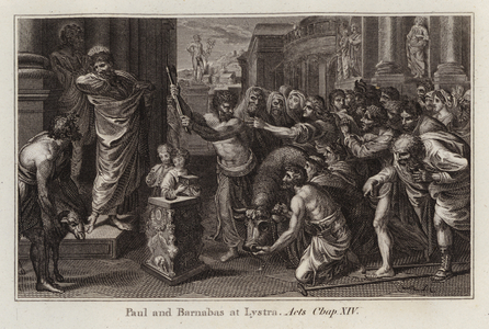 Raphael cartoon: Paul and Barnabas at Lystra, Acts, Chap XIV (engraving)