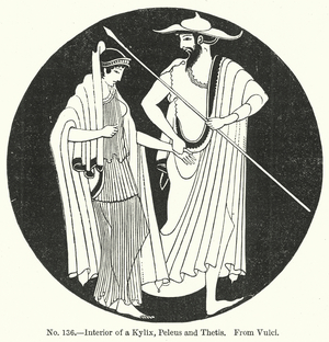Interior of a Kylix, Peleus and Thetis (engraving)