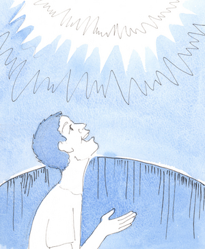 It is a marvellous 'moment', when a soul is shown that he is perfectly purified, and is ready to leave Purgatory and enter Heaven, 2004 (w/c on paper)