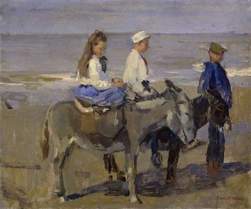 Boy and Girl on Donkeys, 1896-1901 (oil on cardboard)