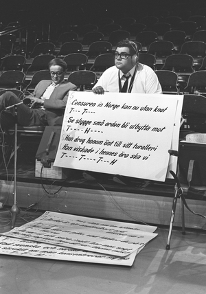 Oslo 19700516. Lennart Hyland discontinued one of its famous programs Hyland's Hörna in Norway in connection …, 1970 (photo)