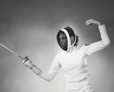 Young woman fencing