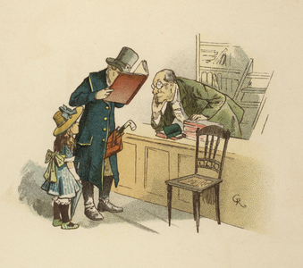 At the bookbinders (colour litho)