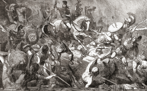 The destruction of the Athenian army in Sicily during the Sicilian Expedition, an Athenian military expedition to Sicily, from Ward and Lock's Illustrated History of the World, pub. c.1882