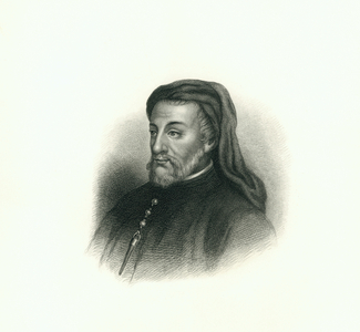Geoffrey Chaucer (1343-1400), English Poet, Engraving, 1876