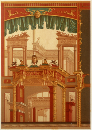 Ancient Pompeian wall painting reproduction, 19th century (watercolour and pencil)
