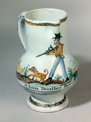 A hunter and his dog, 1823 (earthenware)