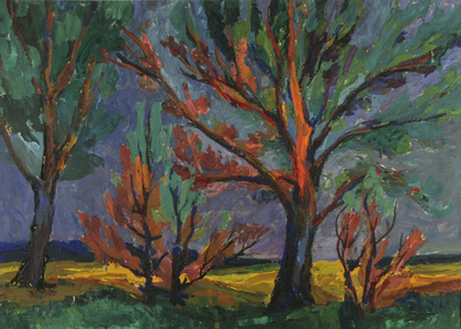 Trees in the Evening Sun, 1961 (tempera on paper)