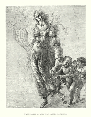 L'Abondance, Dessin de Sandro Botticelli (engraving)