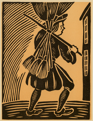 Old London: Broom-seller (woodcut)