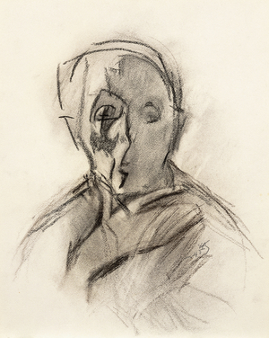 Self Portrait of the Artist with Eyes Closed, 1945 (charcoal on paper)